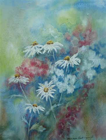2006 White Daisies Watercolour and pastel
